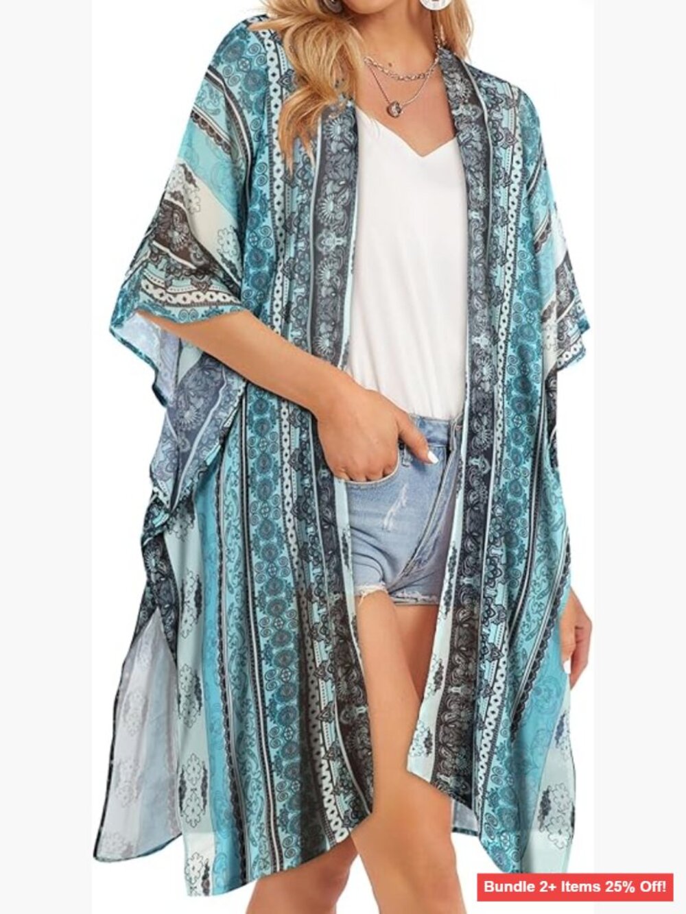 Large Lightweight Kimono Cardigan Cover Up Beach Swimsuit Top
